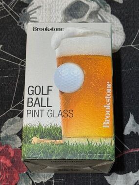 NIB SEALED BROOKSTONE GOLF BALL HEAVY DUTY BEER GLASS PINT 16oz